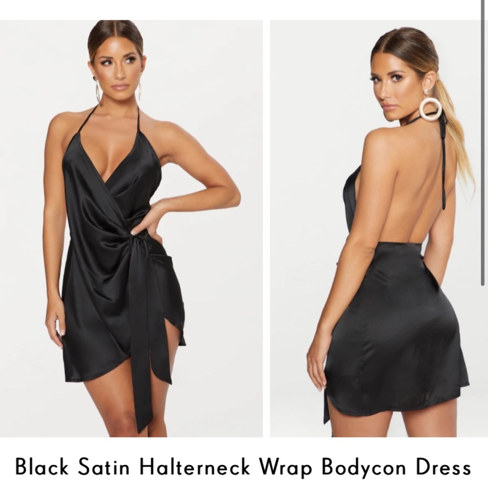 Black satin dress size US 8 (Medium size)